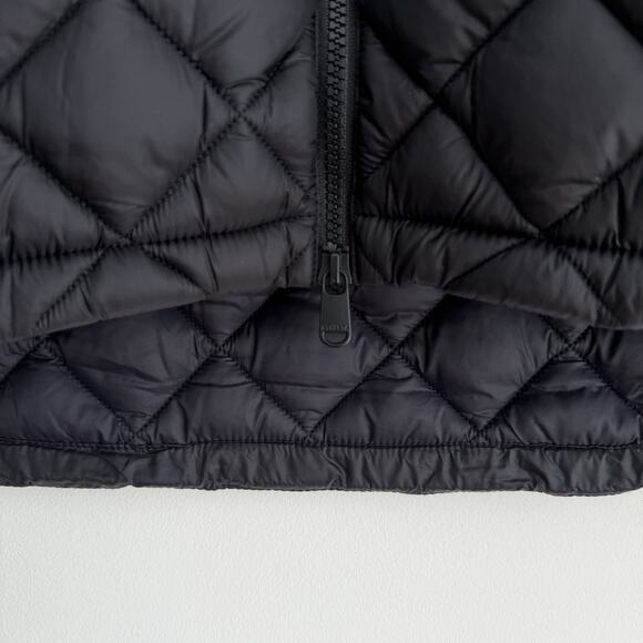 Athleta Whisper Featherless Parka Jacket Women Large Black Hooded Puffer Quilted - Picture 7 of 11